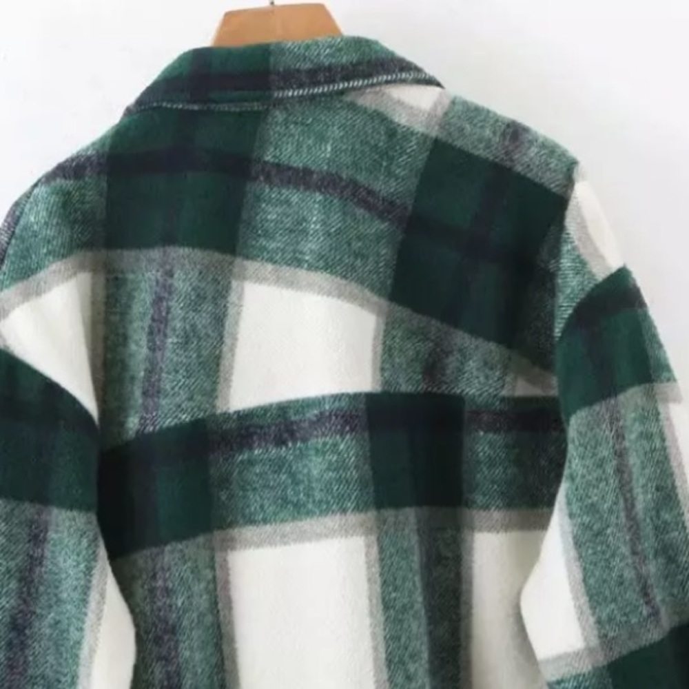 SOLD OUT Green Plaid Oversized Flannel Shacket Shirt Jacket - Picture 15 of 15